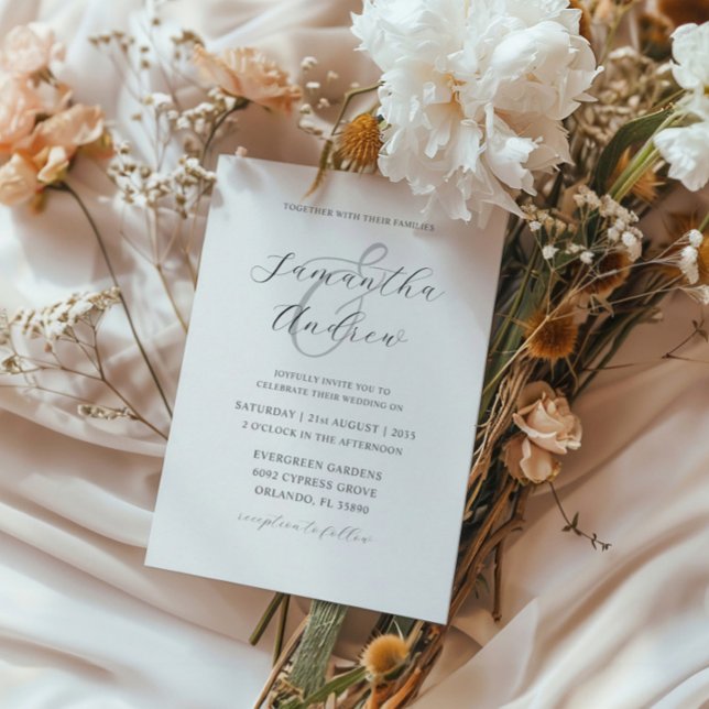 Invitation Mariage de calligraphie noir et blanc moderne (Créateur téléchargé)