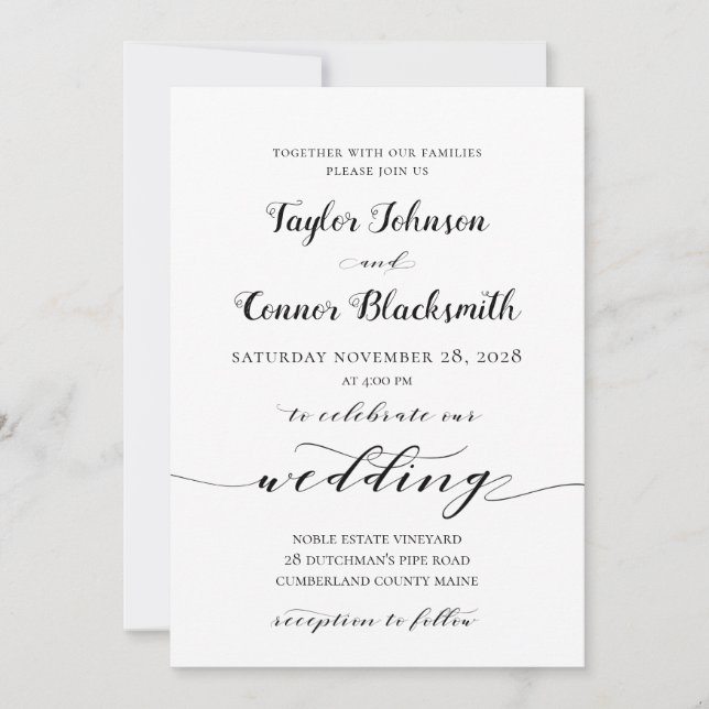 Invitation Mariage de calligraphie rustique (Devant)