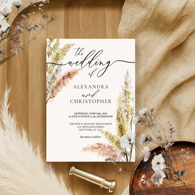 Invitation Mariage de calligraphie signature feuille aquarell (Créateur téléchargé)