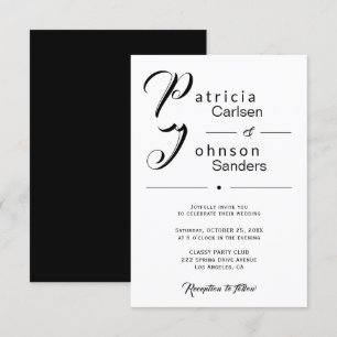 Invitation Mariage de calligraphie simple moderne noir et bla