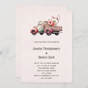 Invitation Mariage de camion Pink Vintage Farmer