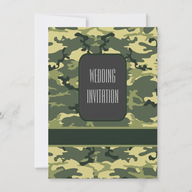 Invitation Mariage de camouflage militaire vert (Dos)