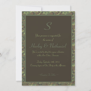 Invitation Mariage de camouflage monogramme
