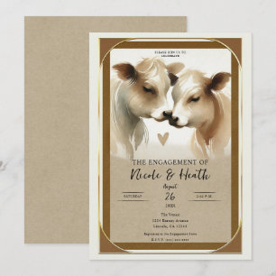 Invitation Mariage de Campagne Amour Vache Marron Crème