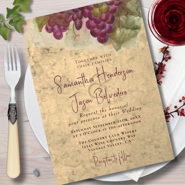 Invitation Mariage de campagne au vignoble rustique (Créateur téléchargé)