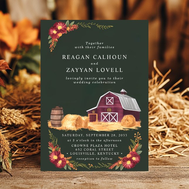 Invitation Mariage de campagne automnal rustique avec grange  (Créateur téléchargé)