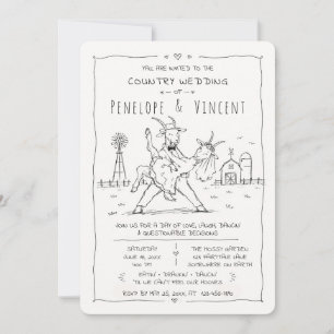 Invitation Mariage de campagne aux chèvres dansantes