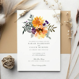 Invitation Mariage de campagne aux tournesols en été