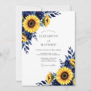 Invitation Mariage de campagne jaune marine radieux