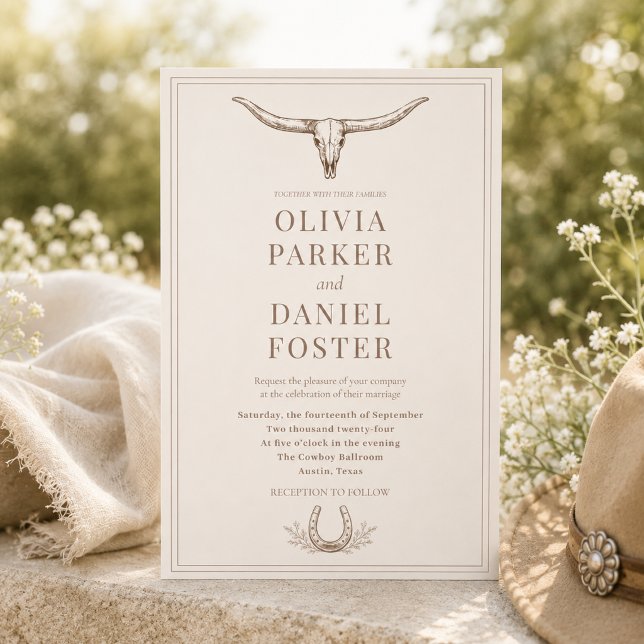 Invitation Mariage de Campagne Occidental Rustique à Chevalet (Créateur téléchargé)