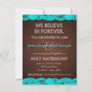 Invitation Mariage de Campagne Rustique Bleu Sarcelle et Marr