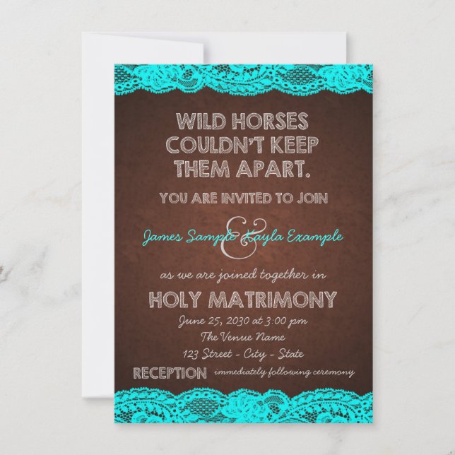 Invitation Mariage de Campagne Rustique Bleu Sarcelle et Marr (Devant)