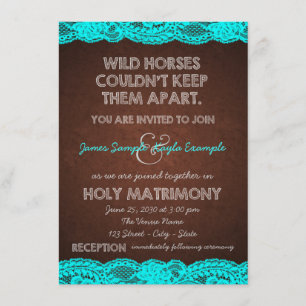 Invitation Mariage de Campagne Rustique Bleu Sarcelle et Marr