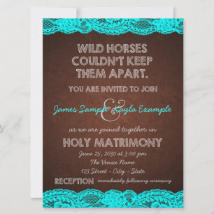 Invitation Mariage de Campagne Rustique Bleu Sarcelle et Marr