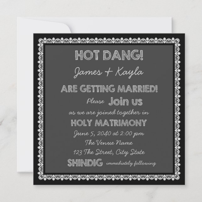 Invitation Mariage de campagne rustique et amusant à l'ancien (Devant)