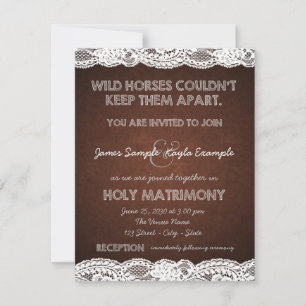 Invitation Mariage de campagne rustique marron et blanc en de