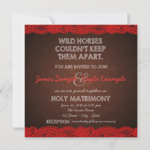 Invitation Mariage de Campagne Rustique Rouge et Marron