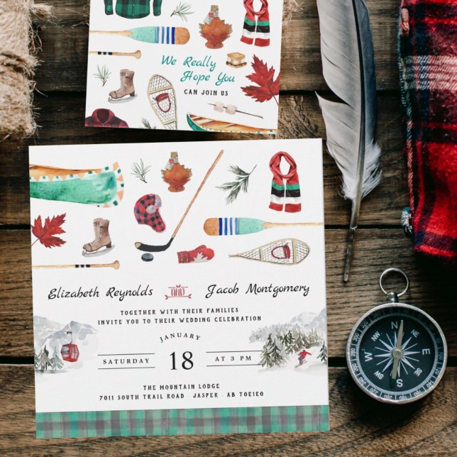 Invitation Mariage de camping en montagne hivernale rustique (Créateur téléchargé)