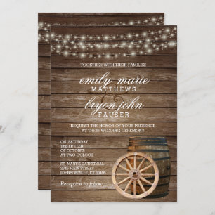 Invitation Mariage de canon en bois rustique