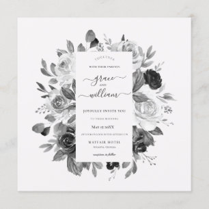 Invitation Mariage de Carré moderne Monochrome blanc