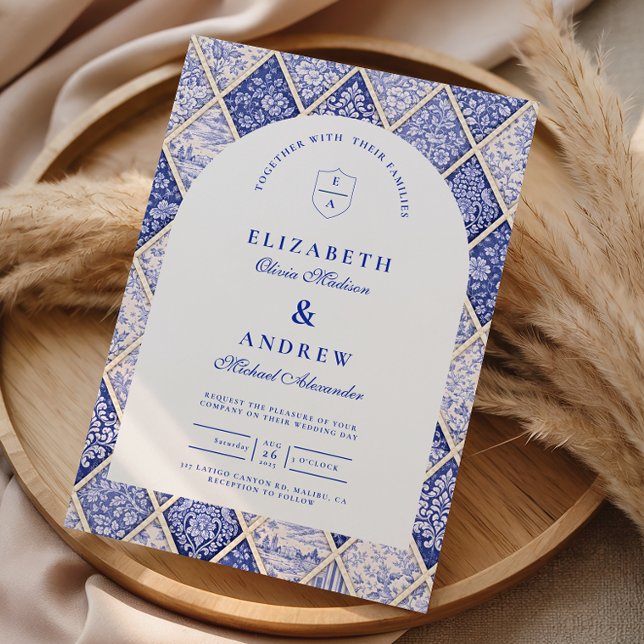 Invitation Mariage de carreaux de Delft européens (Créateur téléchargé)