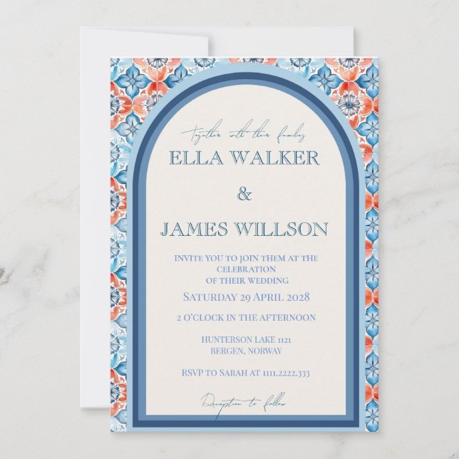Invitation Mariage de carreaux d'église d'été (Devant)