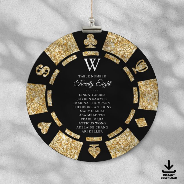 Invitation Mariage de casino de jeton de poker de monogramme  (Créateur téléchargé)