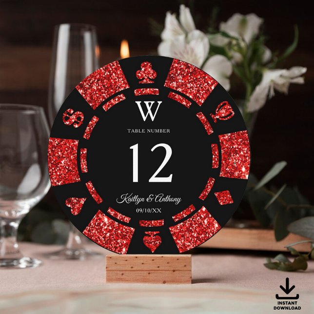 Invitation Mariage de casino de jeton de poker de monogramme  (Créateur téléchargé)