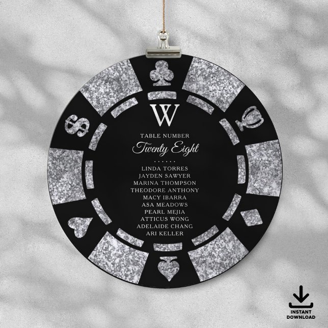 Invitation Mariage de casino de jeton de poker de monogramme  (Créateur téléchargé)