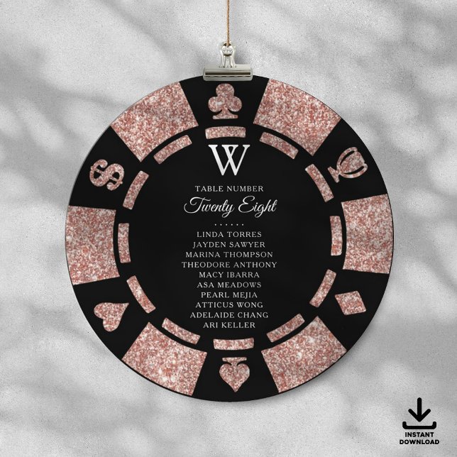 Invitation Mariage de casino de jeton de poker de monogramme  (Créateur téléchargé)