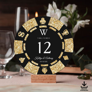 Invitation Mariage de casino de jeton de poker de monogramme