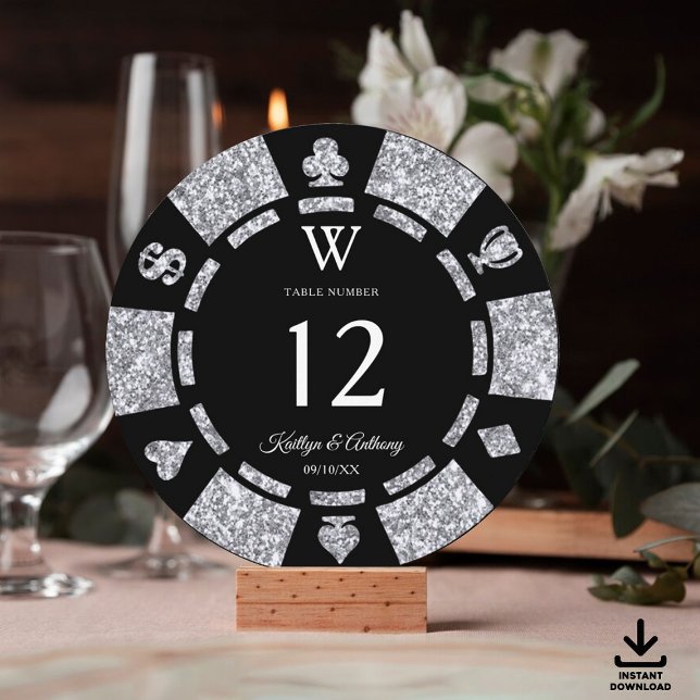 Invitation Mariage de casino de jeton de poker de monogramme  (Créateur téléchargé)