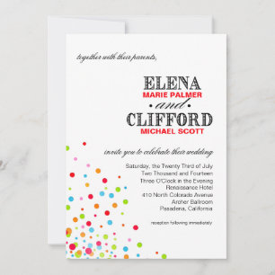 Invitation Mariage de célébration Confetti multicolore