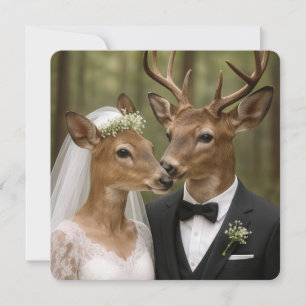 Invitation Mariage de cerf et biche dans la forêt