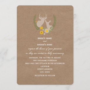 Invitation Mariage de cerfs Fleurs sauvages inspiré par le pa