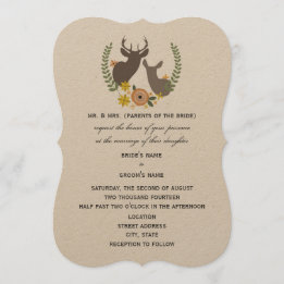 Invitation Mariage de cerfs rustiques - Orange Floral