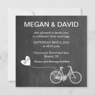 Invitation Mariage de Chalkboard avec vélo