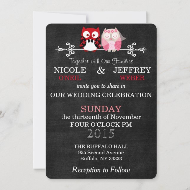 Invitation Mariage de chambre de mariée Rustique Noir Chalkbo (Devant)