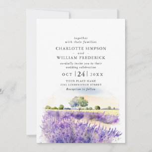 Invitation Mariage de champ de la lavande aquarelle tout en u