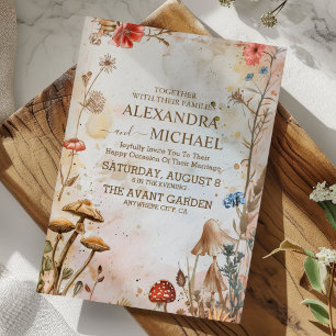 Invitation Mariage de champignon toadstool rustique en forêt