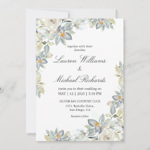 Invitation Mariage de charme Eucalyptus bleu clair personnali