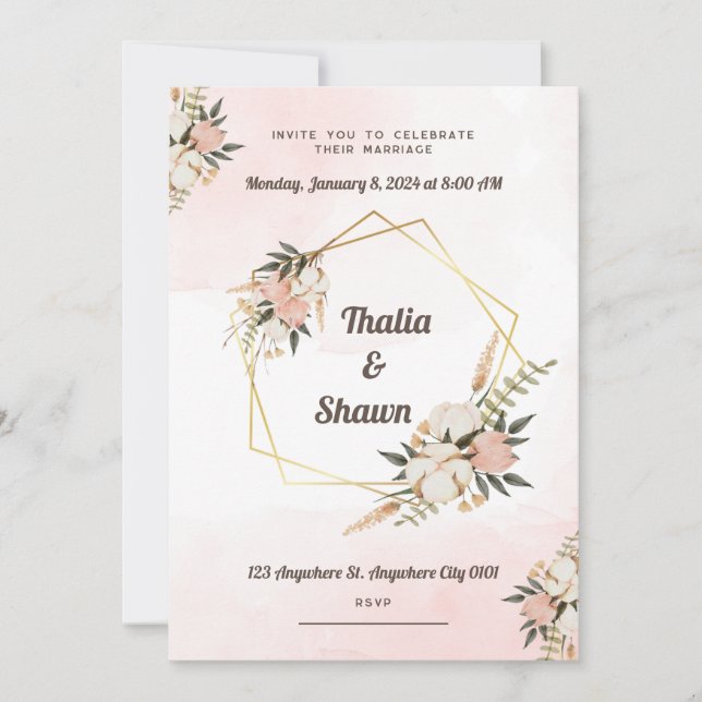 Invitation Mariage de charme rustique (Devant)