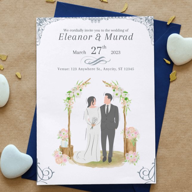 Invitation Mariage de charme rustique intemporel ("Timeless charm, forever love. Announce your journey with rustic elegance. 🍃💕"
#wedding)