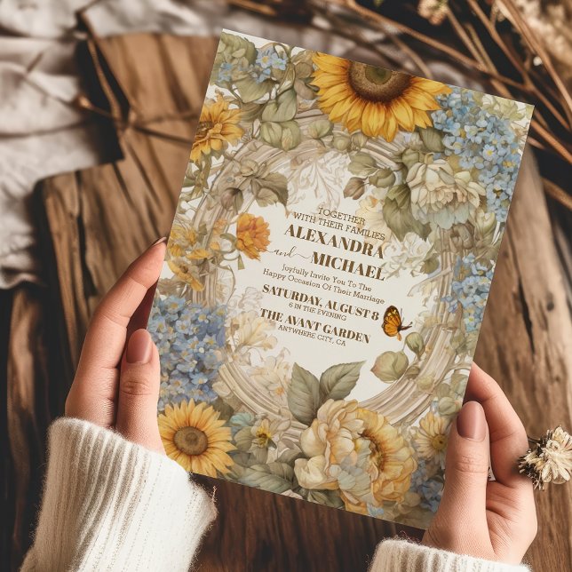 Invitation Mariage de charpente florale de Grace Orné Victori (Créateur téléchargé)