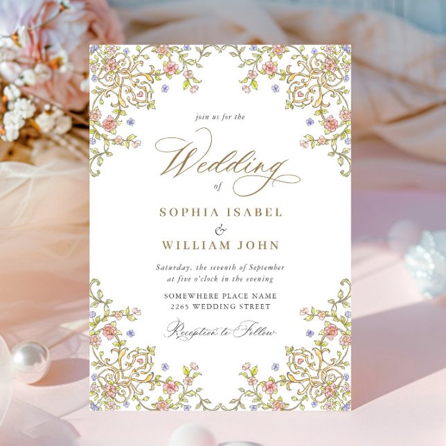 Invitation Mariage de charpente florale de Grace Orné Victori (Créateur téléchargé)