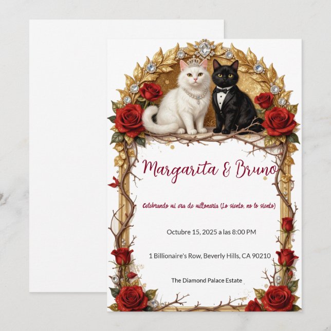 Invitation Mariage de Chat de Vengeance Virale  (Devant / Derrière)