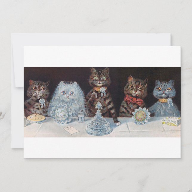 Invitation Mariage de chat, Mariage, Mariée, Louis Wain (Devant)