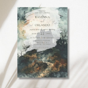Invitation Mariage de Château Noir Gothique sous la Lune Effr