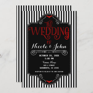 Invitation Mariage de chauve-souris rouge gothique noir