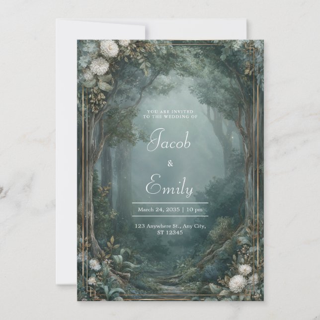 Invitation Mariage de chemin de forêt de Whimsical (Devant)
